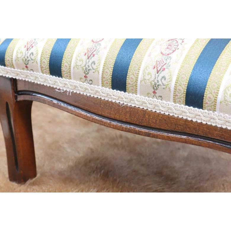 イタリア フットスツール 猫脚 ネイビーストライプ 玄関用 完成品