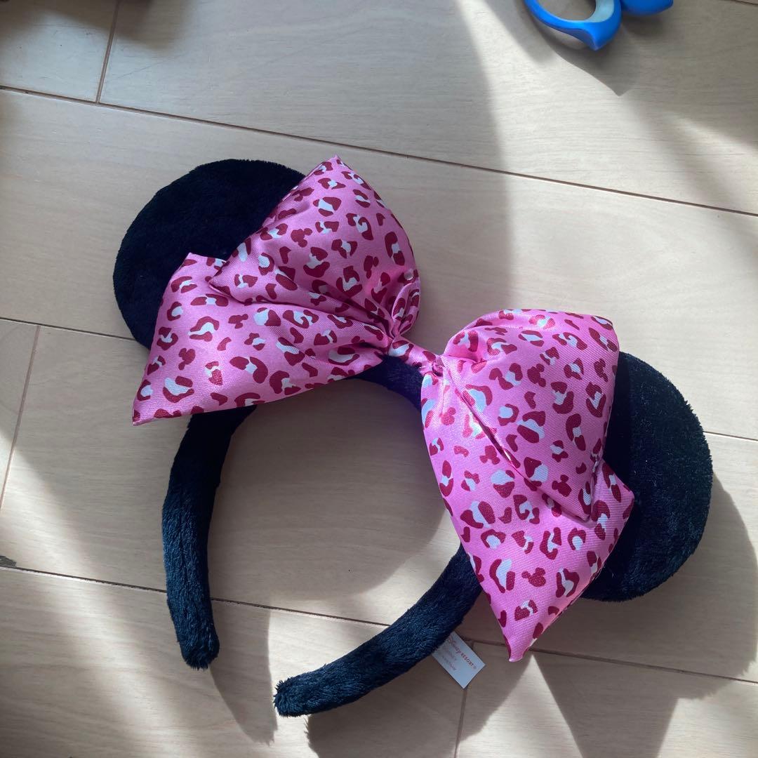 ミニー ディズニーカチューシャ ファンキャップ ヒョウ柄 ピンク