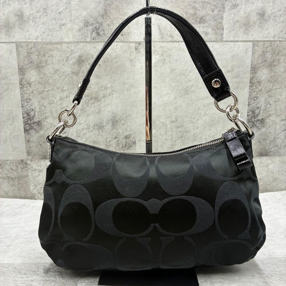 極美品✨コーチ　ポピー　セミショルダーバッグ　2way ナイロン×パテントレザー