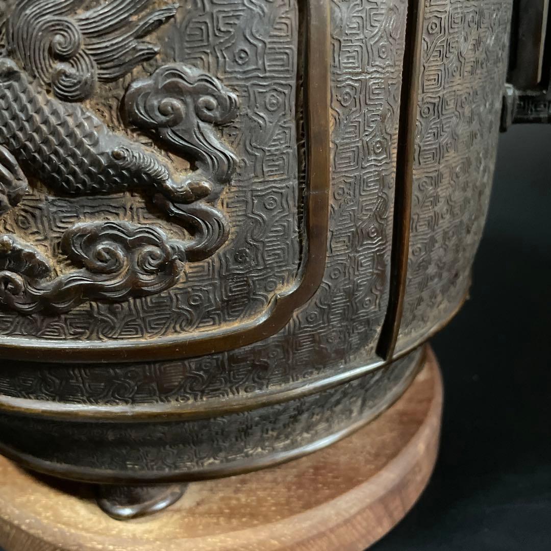 時代物　唐銅　手彫火鉢　大日本文政年整眠鋳　１個