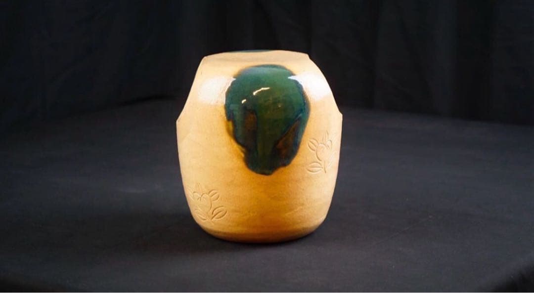 平安萬珠堂 造 黄瀬戸 花模様 手桶 一対 共箱 栞付 茶道具