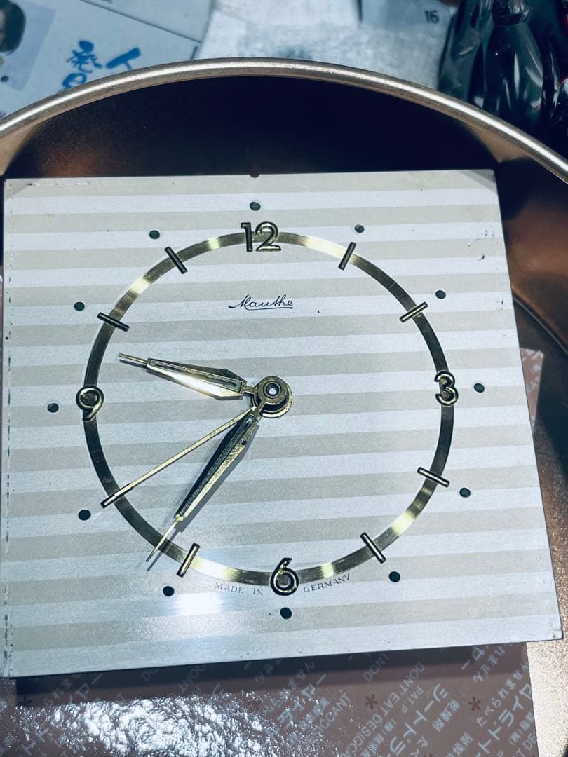 ドイツMauthe '50 BrassTableClock 真鍮置時計　順調稼働