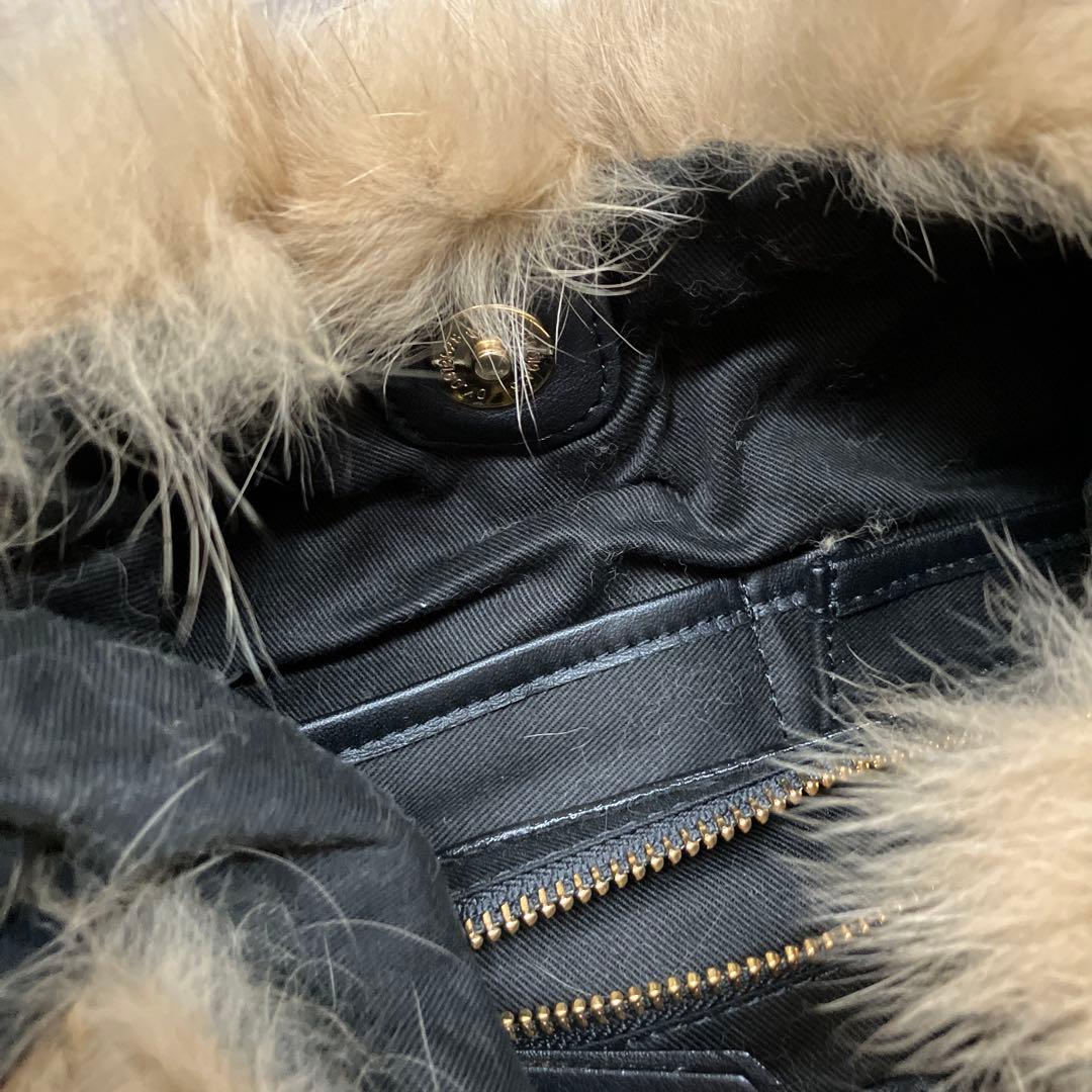 ヴィオラドーロ 定価3.7万 新品 フォックスファーリングバッグ ベージュ