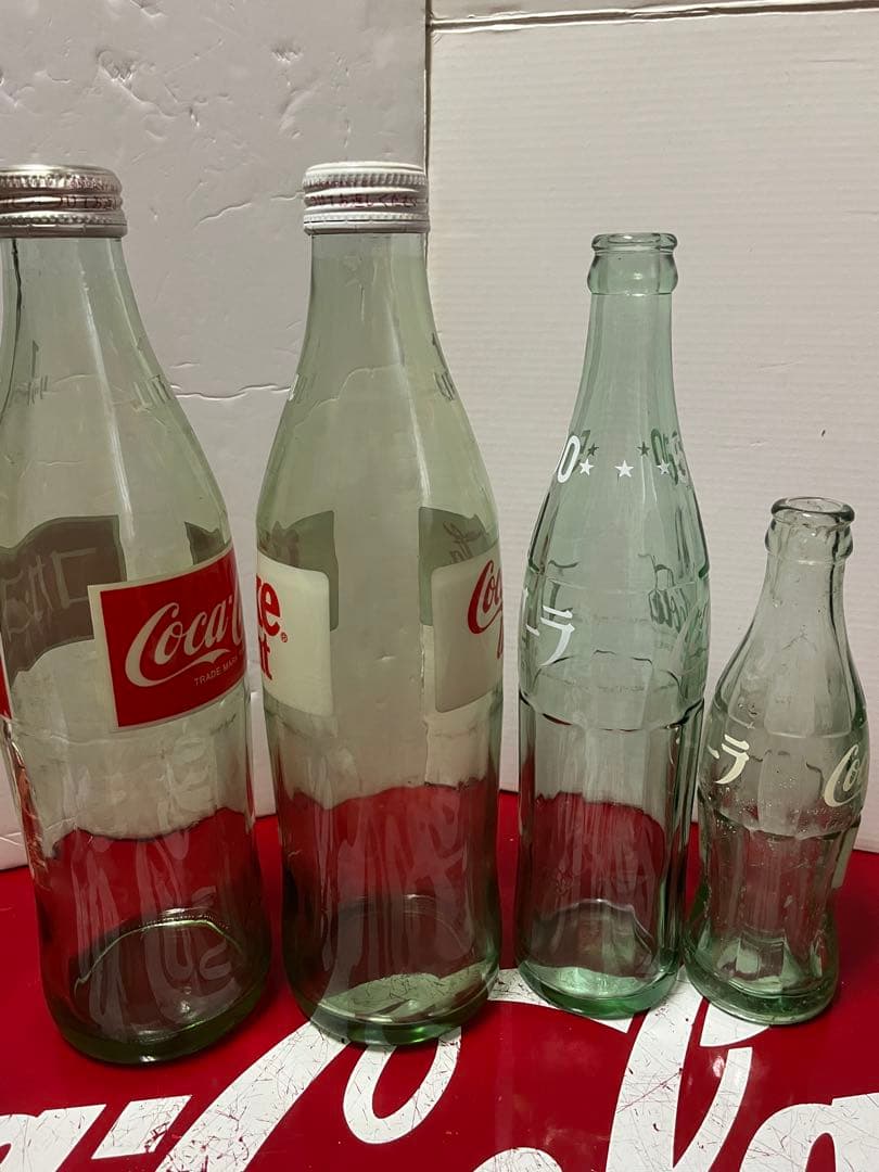 ★レア コカコーラ Coca-Cola ビンセット 4本 赤・白ラベル 昭和