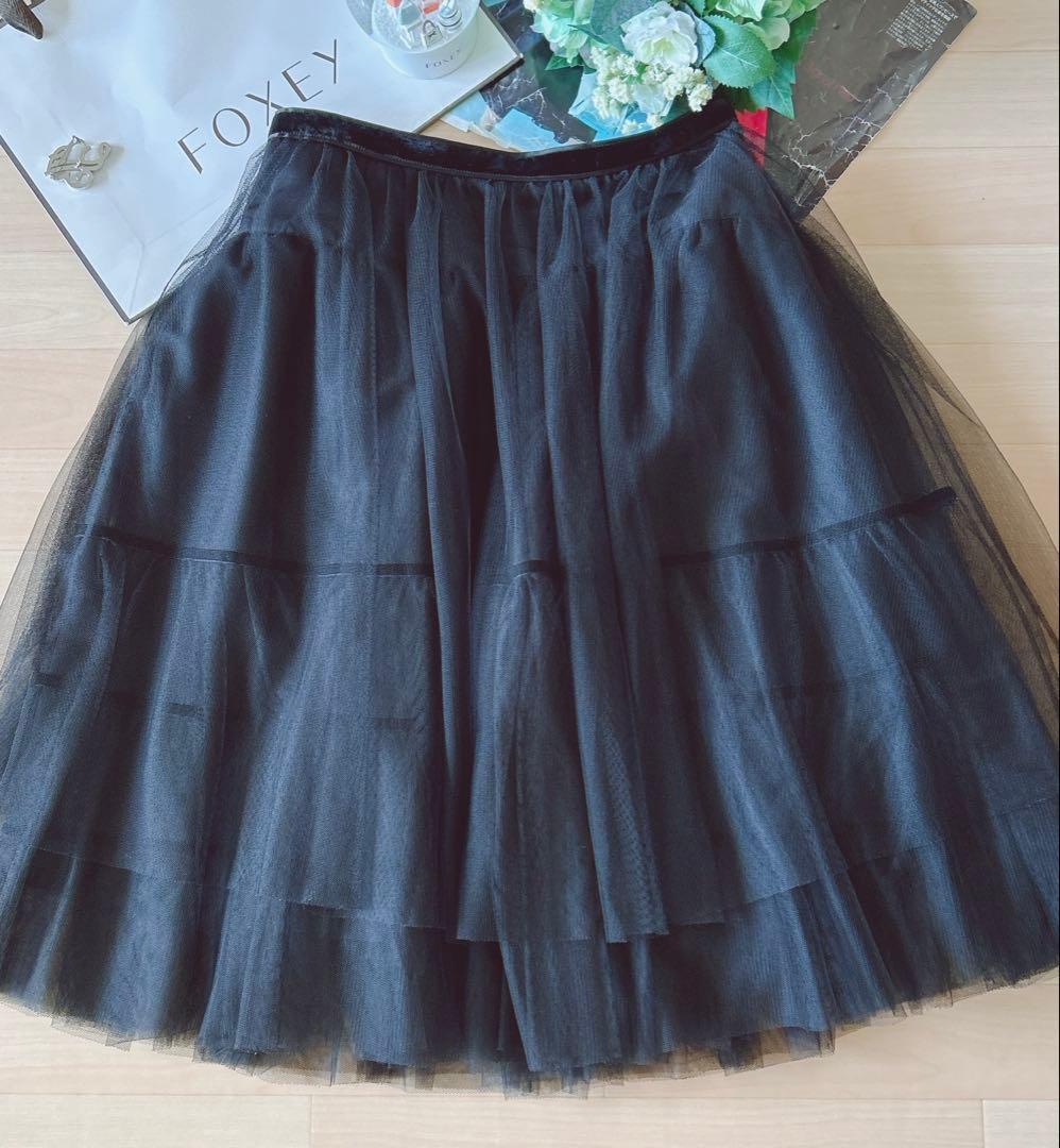 極美品！FOXEY ロングチュールスカート 40 Rene foxey