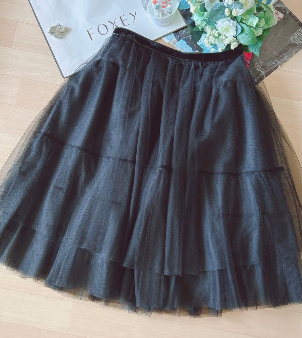 極美品！FOXEY ロングチュールスカート 40 Rene foxey