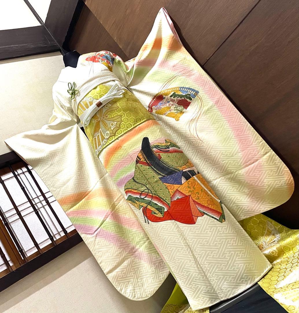 振袖 フルセット6点サイズS〜Mサイズ作家物　十二単　暈し染め　金彩　正絹