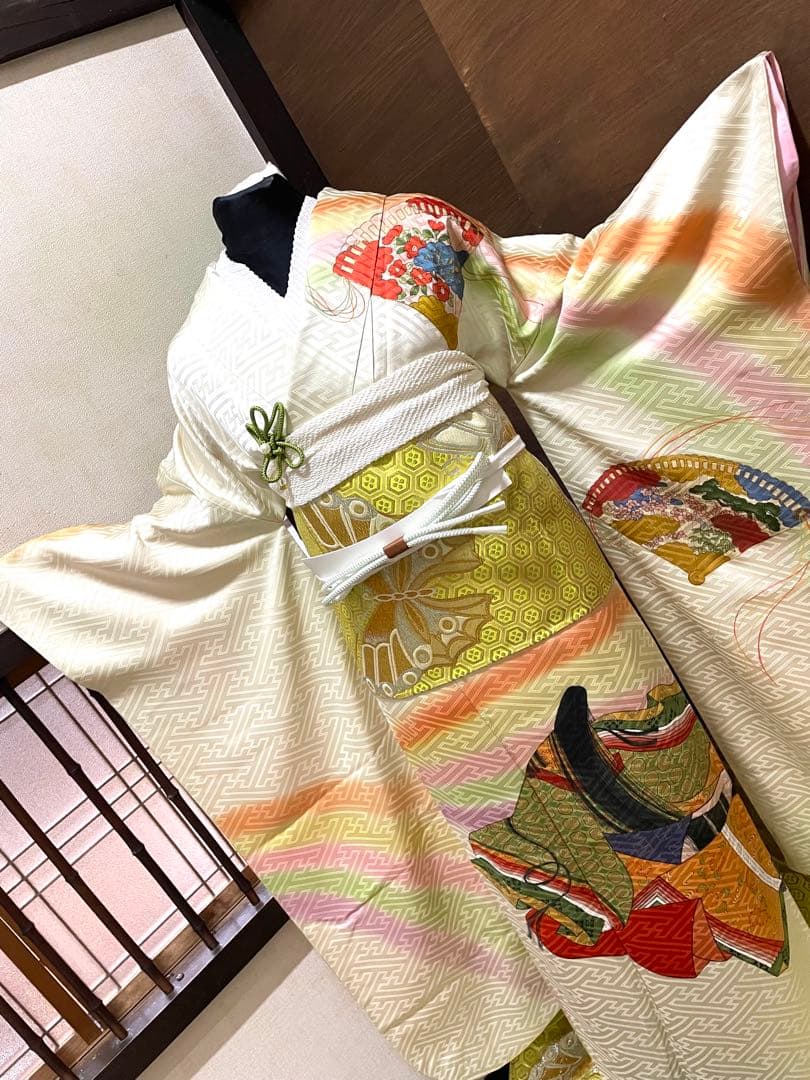 振袖 フルセット6点サイズS〜Mサイズ作家物　十二単　暈し染め　金彩　正絹