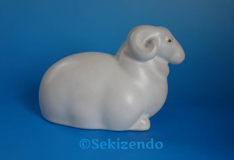 京焼　清水焼　楠部弥弌　フィギュリン 未 羊　置物 共箱 文部大臣賞受賞２５４６