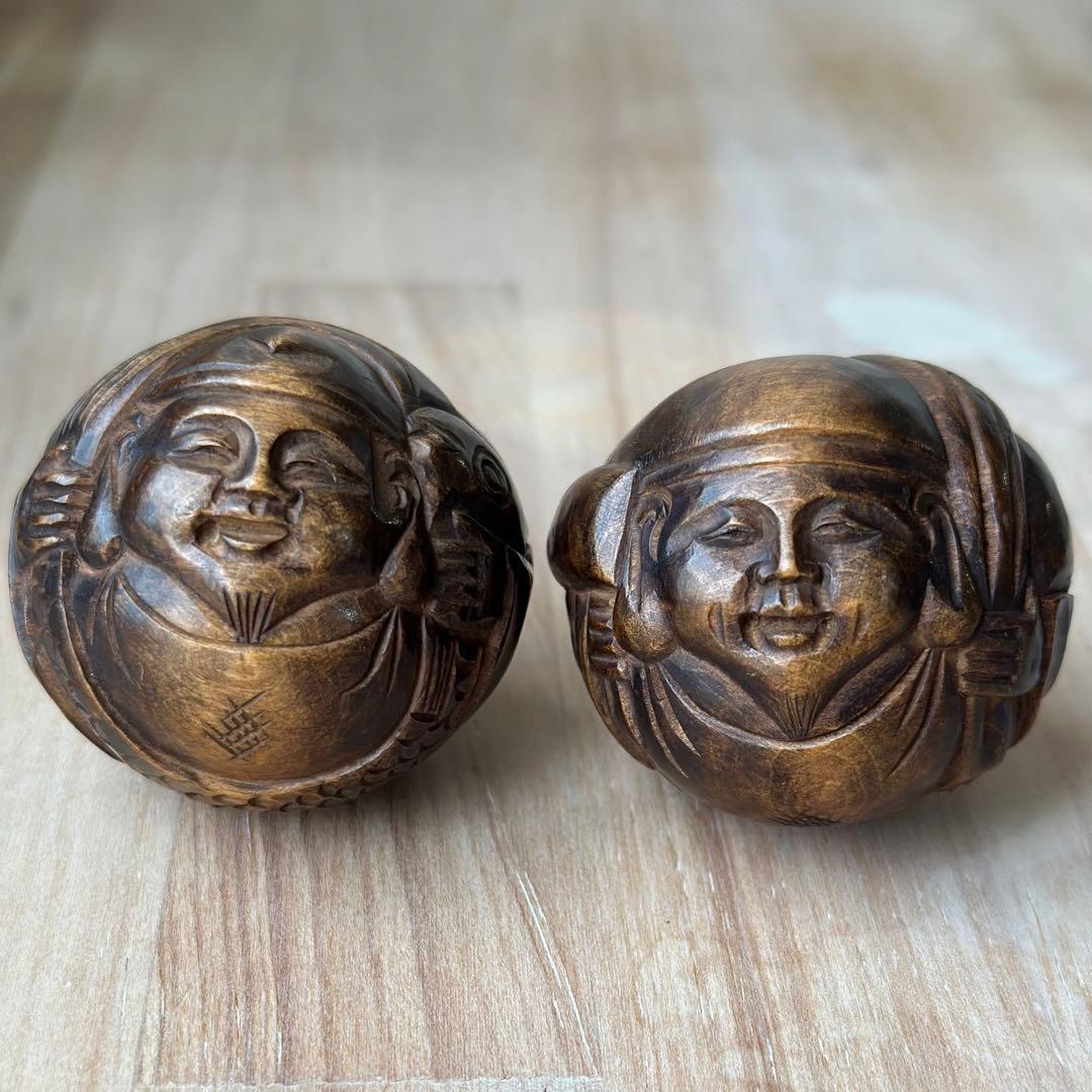 丸木彫　恵比寿さま大黒さま