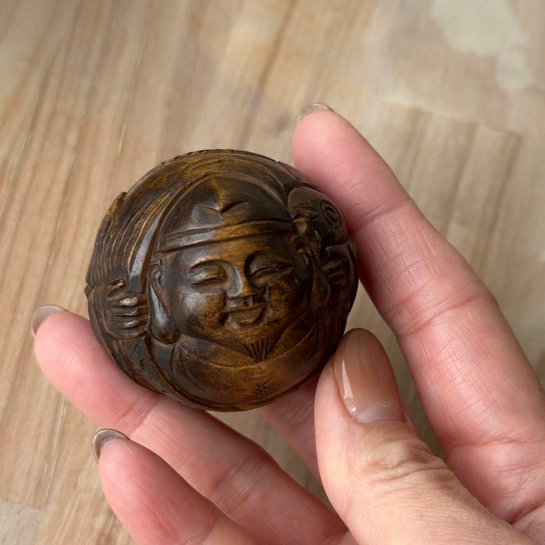 丸木彫　恵比寿さま大黒さま