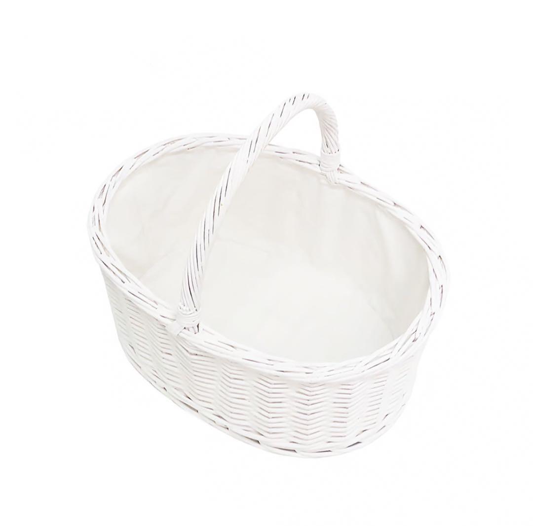 ラッセル ワンハンドルホワイトバスケット 白いかご