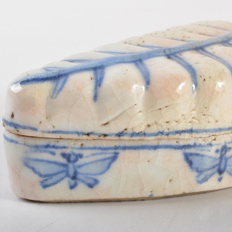 中国　古染付　一葉香合　時代箱　M　R7144