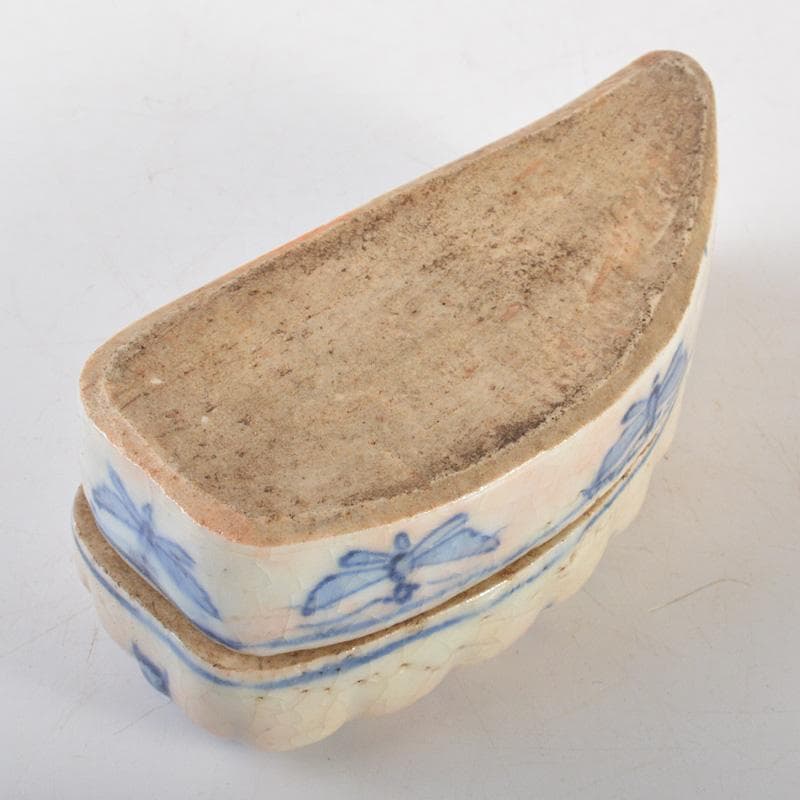 中国　古染付　一葉香合　時代箱　M　R7144