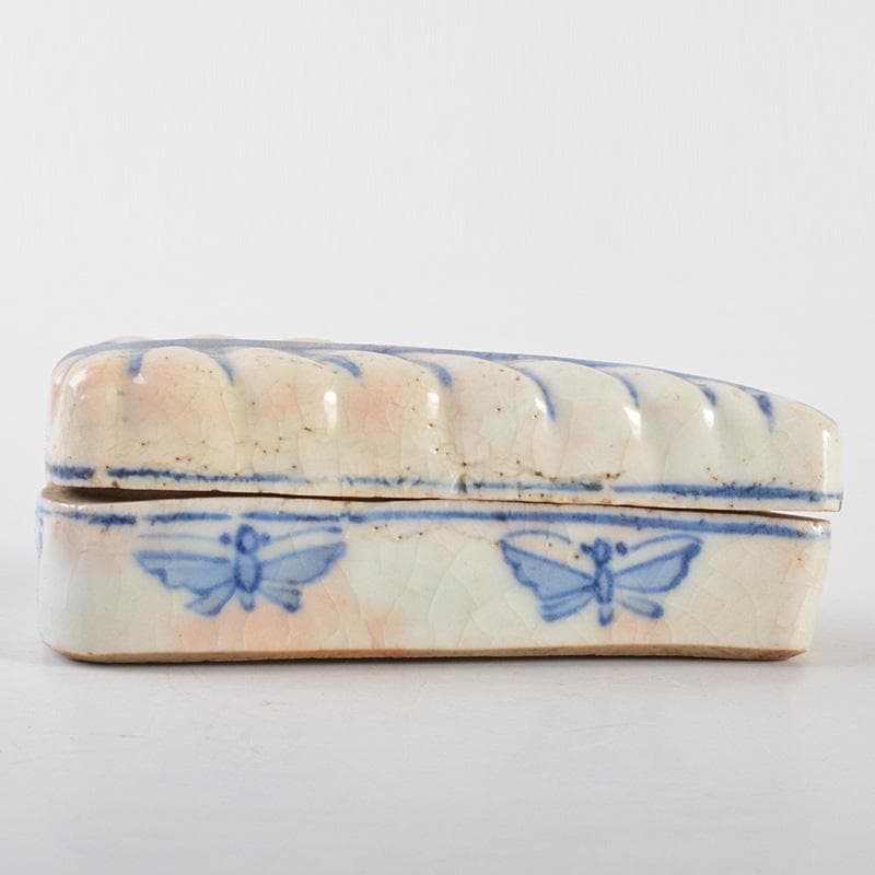 中国　古染付　一葉香合　時代箱　M　R7144