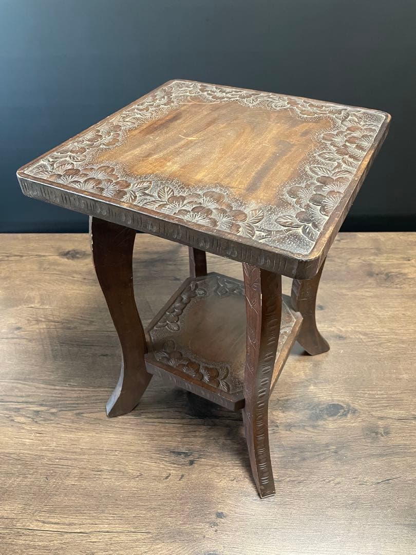 和製ビンテージ 伝統工芸 軽井沢彫り サイドテーブル　花台