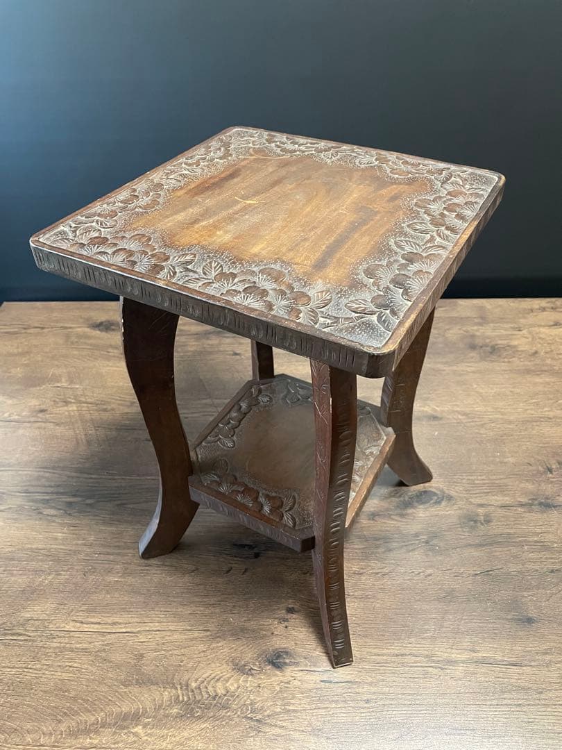 和製ビンテージ 伝統工芸 軽井沢彫り サイドテーブル　花台