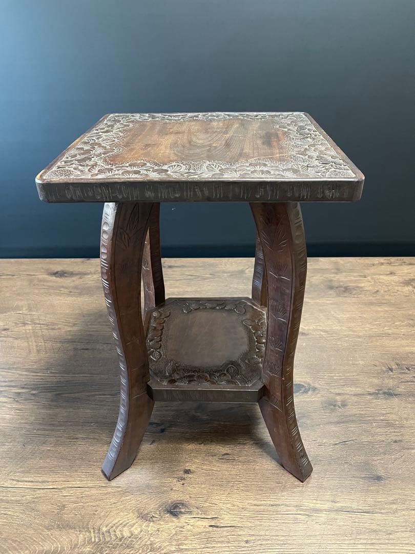 和製ビンテージ 伝統工芸 軽井沢彫り サイドテーブル　花台