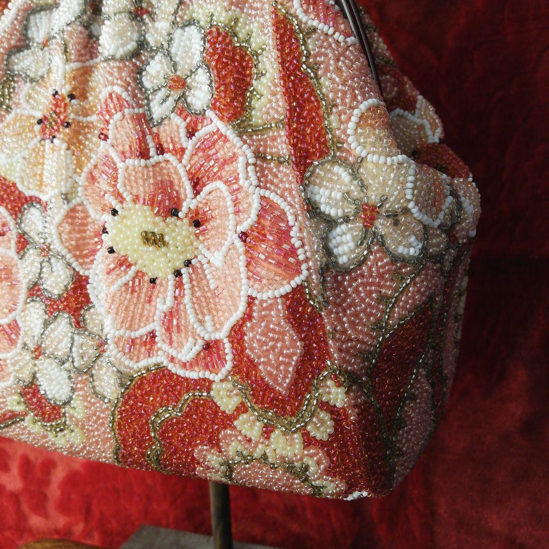 はしもと 花柄 豪華総ビーズ刺繍 ハンドバッグ
