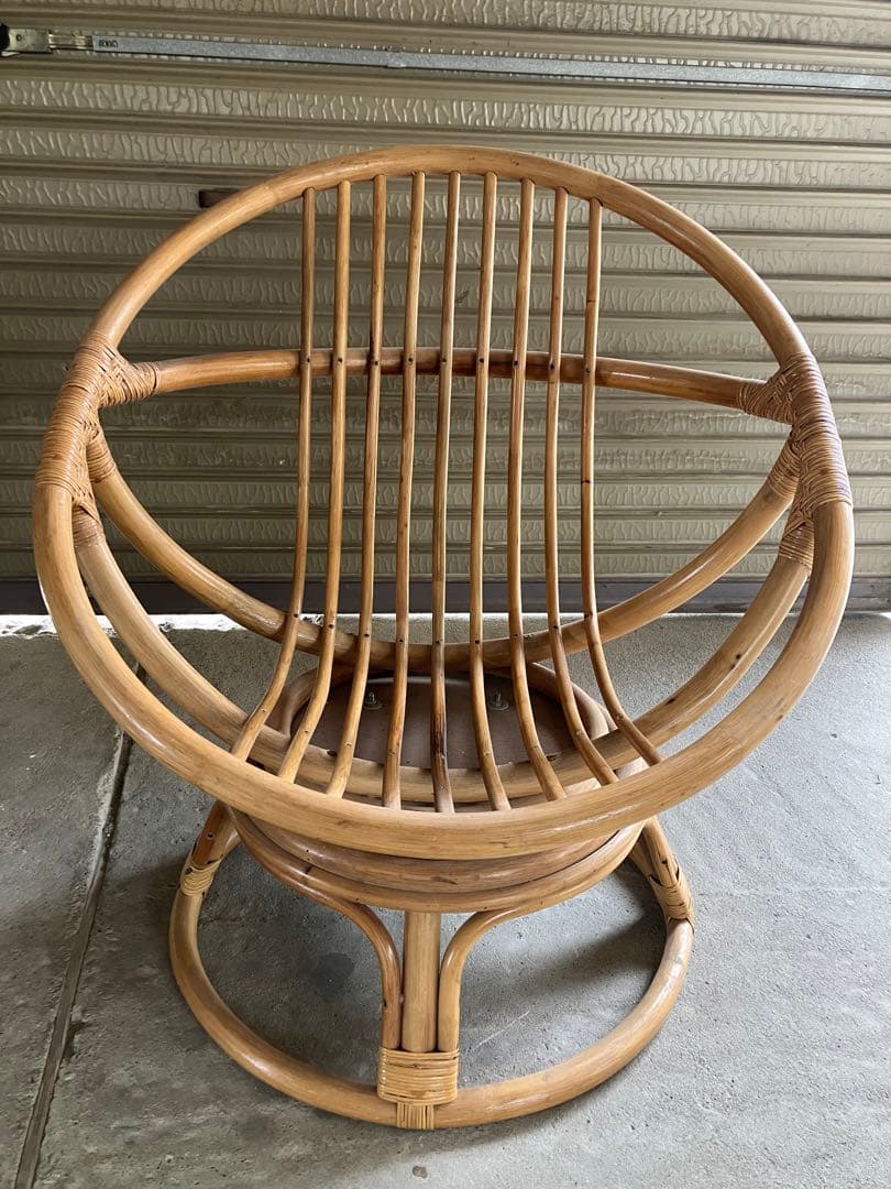 レトロ　アンティーク　ヴィンテージ　ラタン　エッグチェア　籐