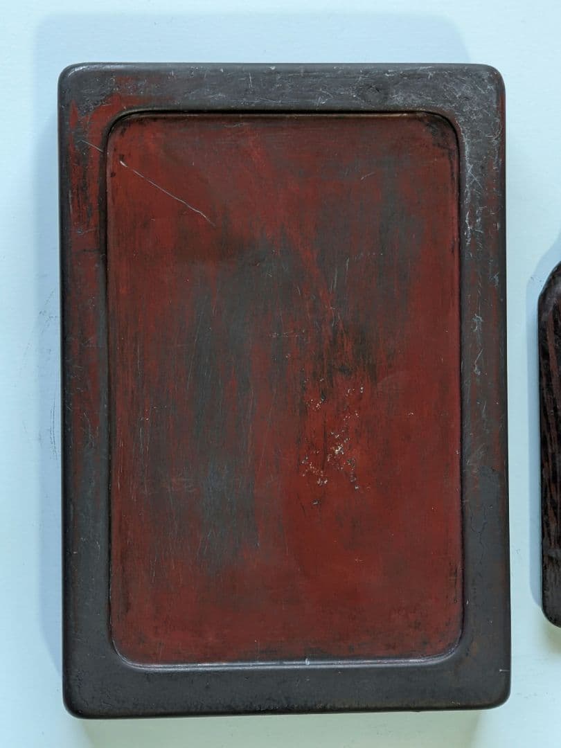 ♦中国硯 古玩 硯蓋 縞黒檀 龍文様硯 文房四宝 古美術品 アンティーク 骨董品