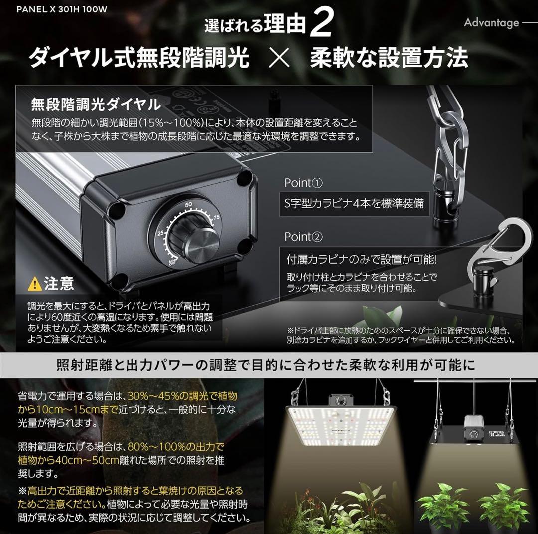 BRIM PANEL X 301H 2個 調光機能付き防水育成パネルライト