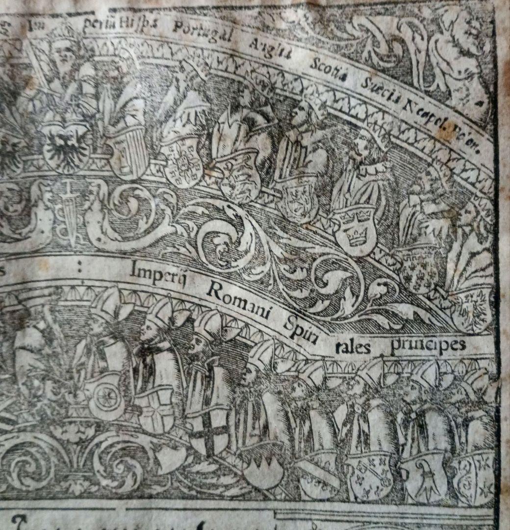 額装品　木版画　古地図の扉絵　1572年　ミュンスター　稀少　入手難作品