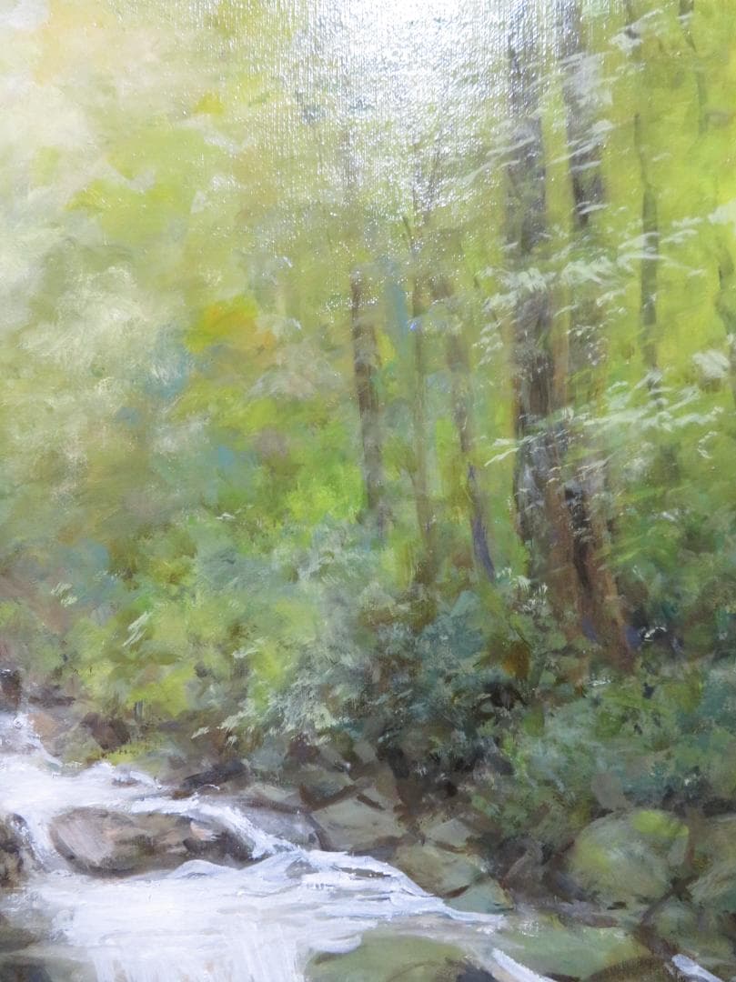 ◆  初夏の渓谷（仮題）　「H.Shimohira」　油彩　F10号   ◆