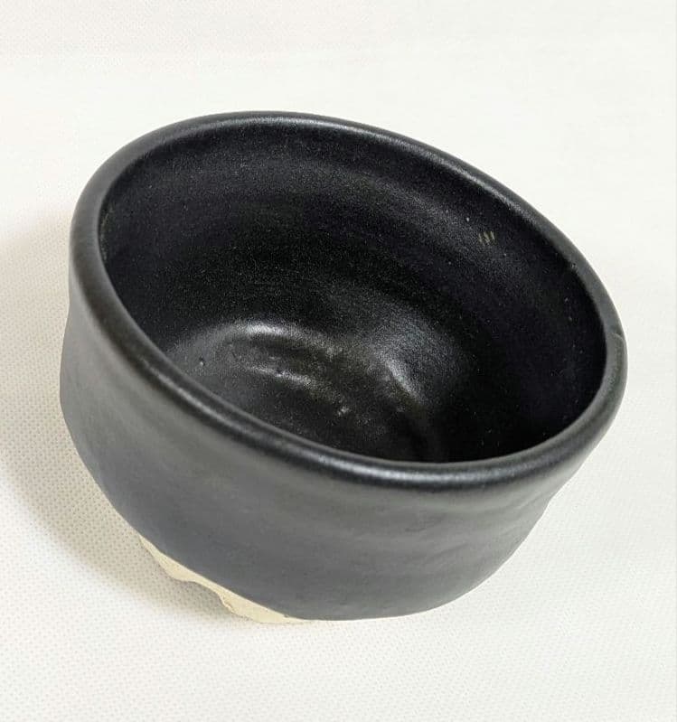 黒楽茶碗　抹茶茶碗　割り高台　楽焼　京焼　抹茶碗　茶道具　茶道　茶会　初釜