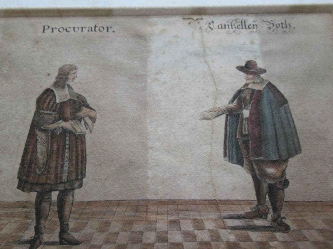 1700年頃英国◆古代ローマ皇帝 プロクラトル他記載書籍 ビュラン彫り銅版画額装