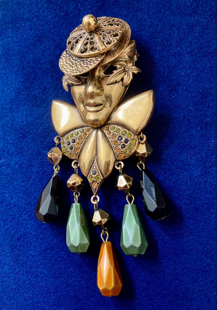 専用◆W.GERMANY 西ドイツ ヴィンテージ ブローチ◆翡翠？アクセサリー