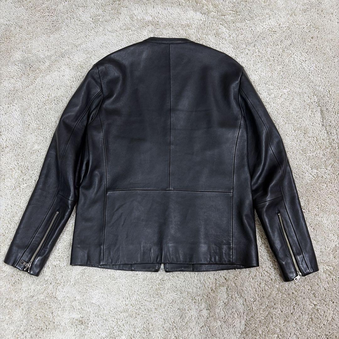 【美品】アダムエロペ レザージャケット ノーカラー シープスキン ライダース L