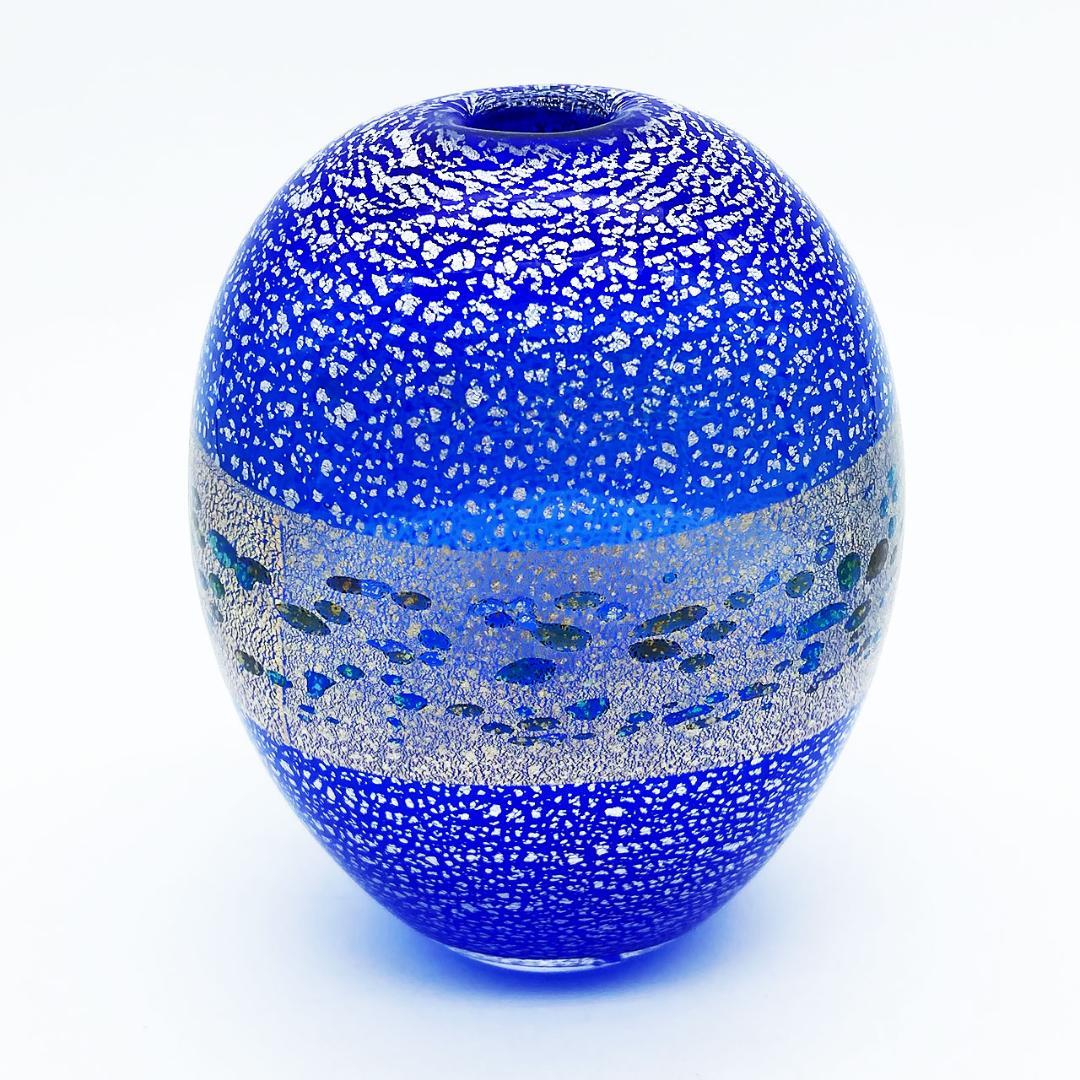 現代の名工 黒木国昭 金彩・銀彩象嵌 光琳 花瓶 スカイブルー 一輪挿し 芸術品