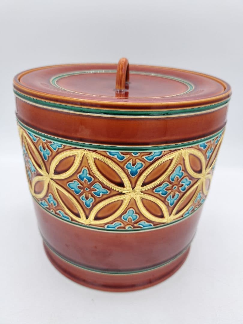 c267【新品・未使用】水指 赤茶交趾 帯七宝 中村翠嵐 木箱 茶道具