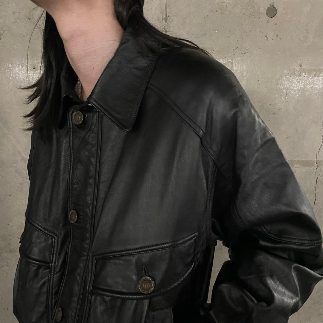 イタリアンレザー シープスキン ギミック ボンバージャケット フライト ブルゾン
