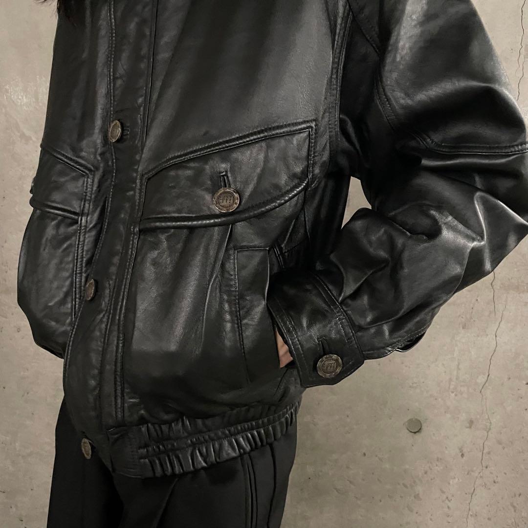 イタリアンレザー シープスキン ギミック ボンバージャケット フライト ブルゾン
