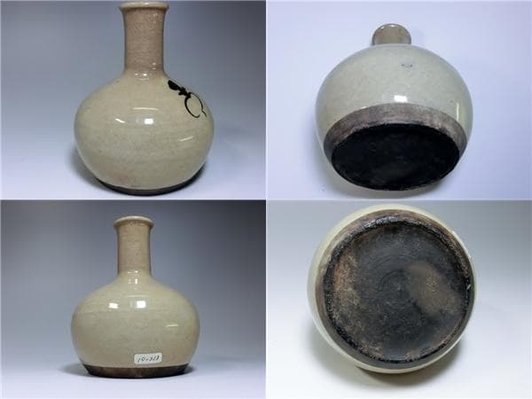 花瓶■古唐津蕪図丸瓶 かぶらの絵 江戸期 花生け 徳利型 古い花器 時代物 骨董