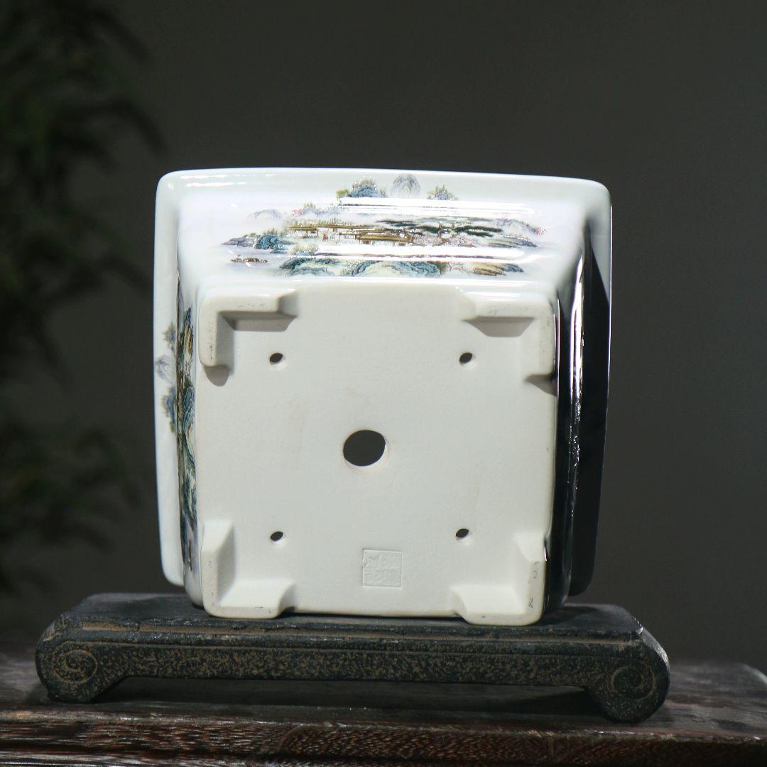 中国風山水図盆栽 陶磁盆 紫砂鉢 大盆栽 小盆栽