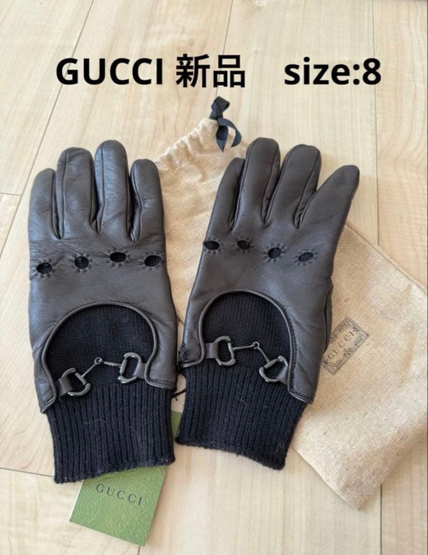 【新品未使用】　GUCCI ブラックレザー手袋