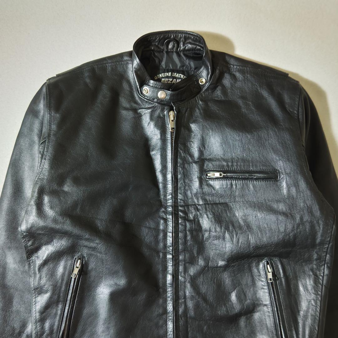EEZAN　ライダースジャケット　シングル　レザージャケット　本革　黒　立襟