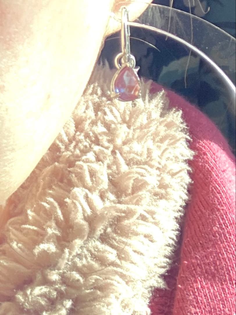 サフィレット　ローズカット　無垢ステンレス　フープ　ピアス　しずく　ペアシェイプ