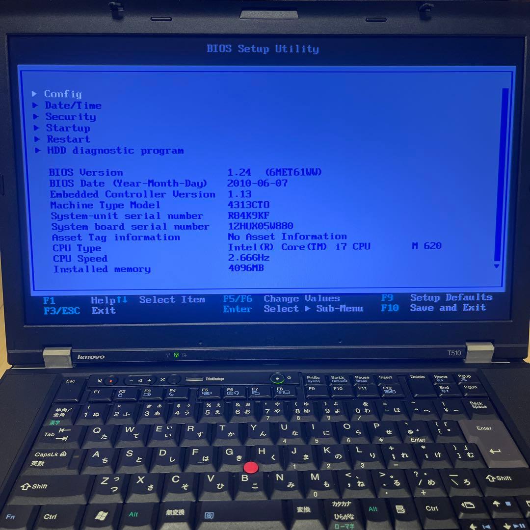 ノートパソコン Lenovo T510 corei7 メモリ4GB