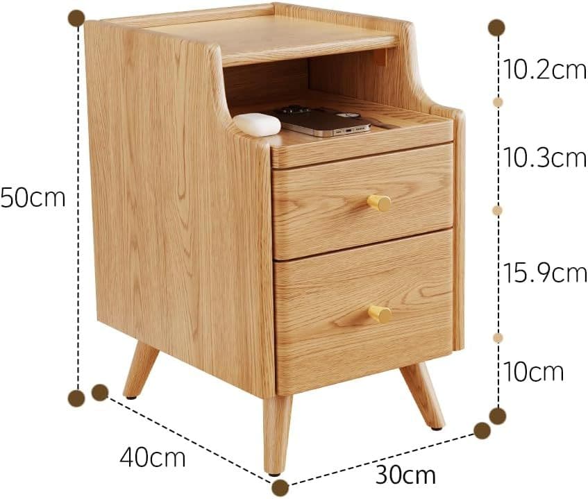 木製 ナイトテーブル ベッド サイドテーブル 30cm×40cm×50cm 木目