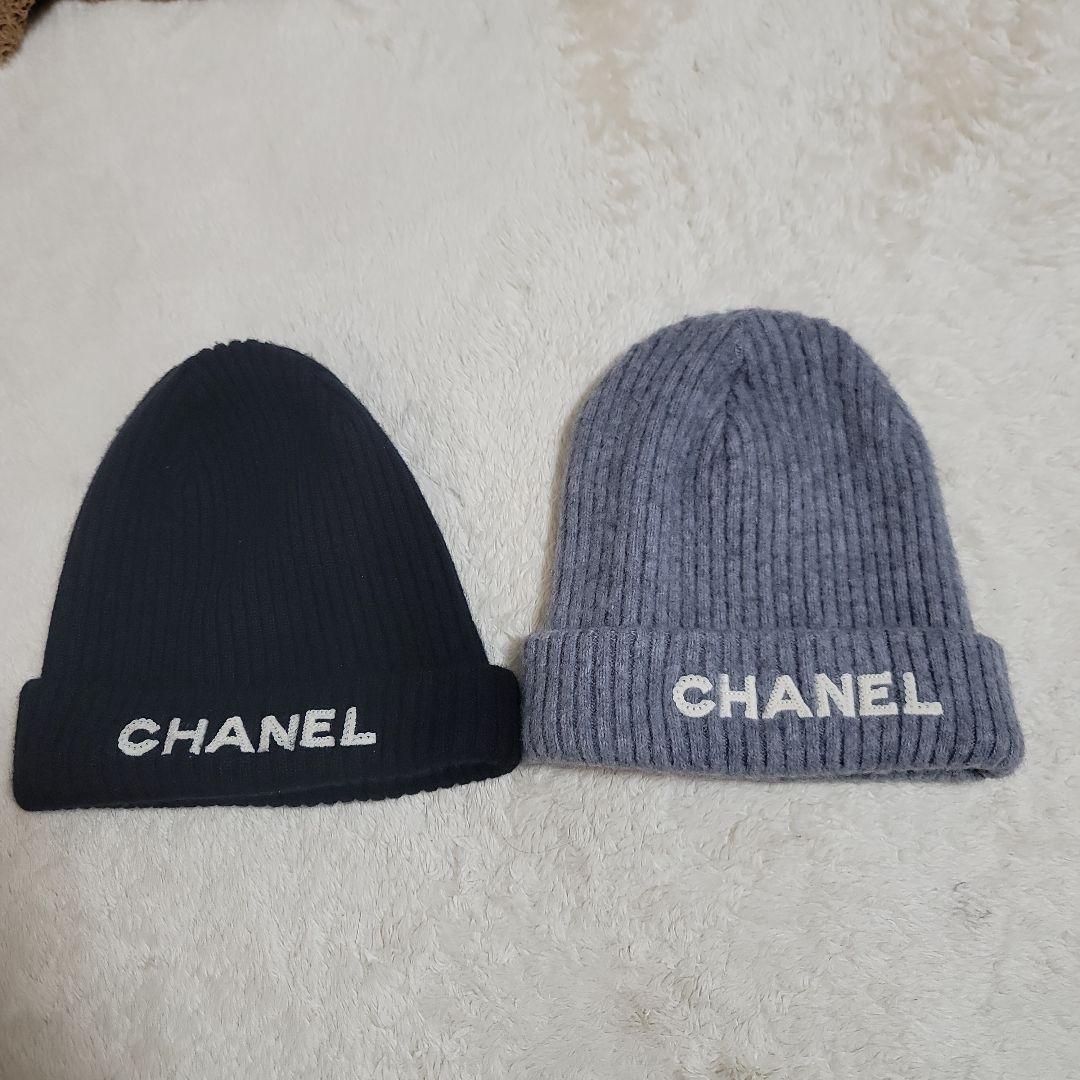 CHANEL　ニット帽　グレー