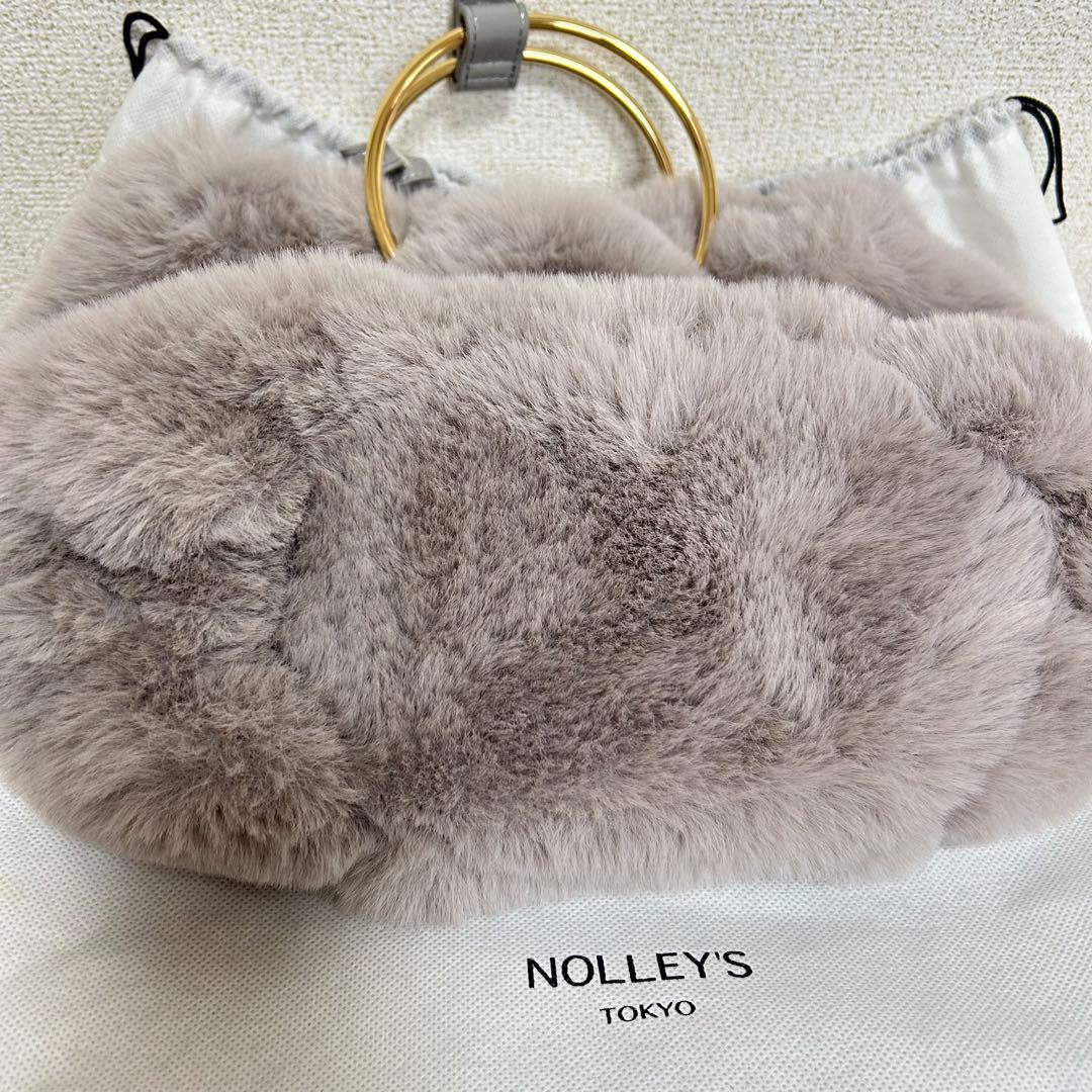 未使用NOLLEY’Sエコファーリングハンドルバッググレーファーショルダーバッグ