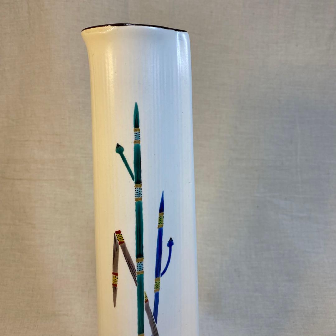 九谷焼　花器　花挿　花瓶　九谷庄三洞　武腰昭一郎　白③