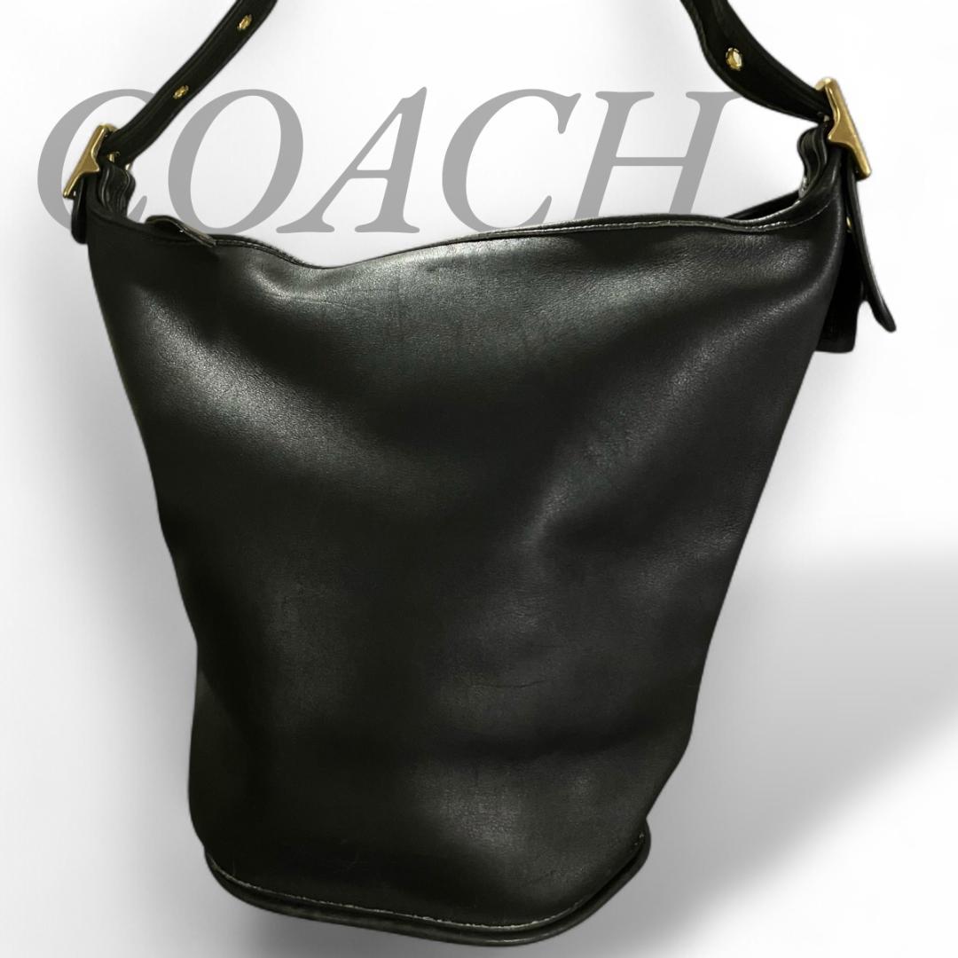 オールドコーチ グラブタンレザー バケツ型 大容量 ショルダーバッグ 黒