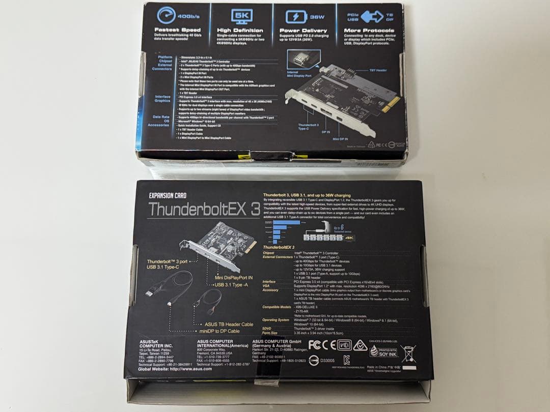 ASUS AsRock Thunderbolt PCIe 拡張カード