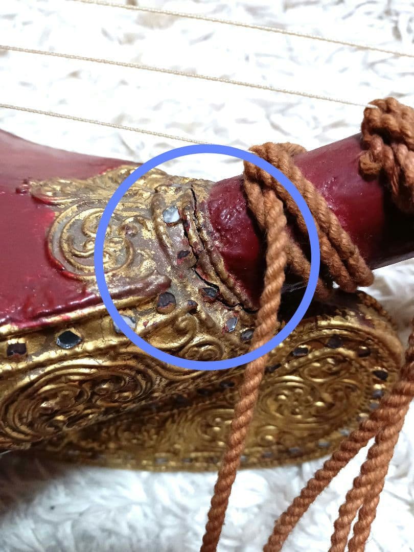 ミャンマー 民族楽器 サウン・ガウ ビルマの竪琴 オブジェ ハープ 現状品 船