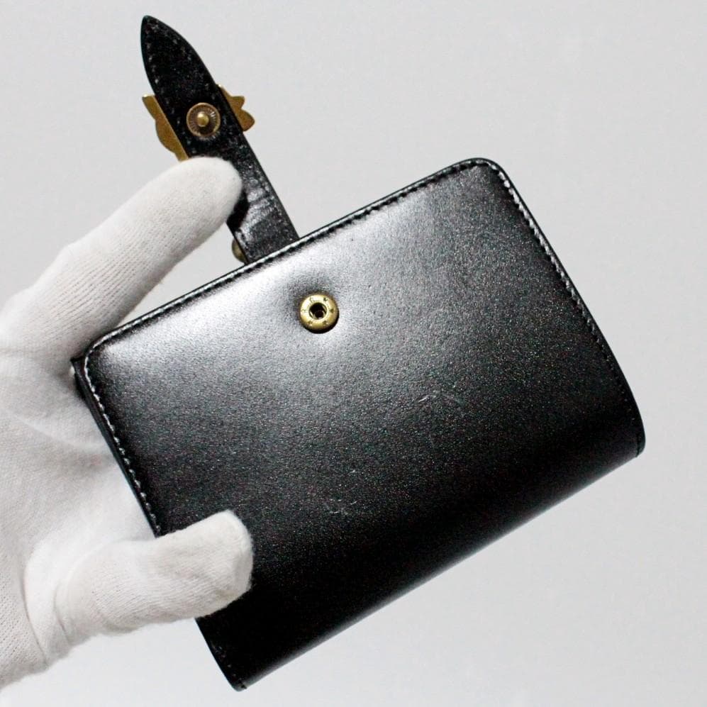 新品 アナスイ ブルボン ローズブローチベルト がま口小銭入れ 折り財布 黒